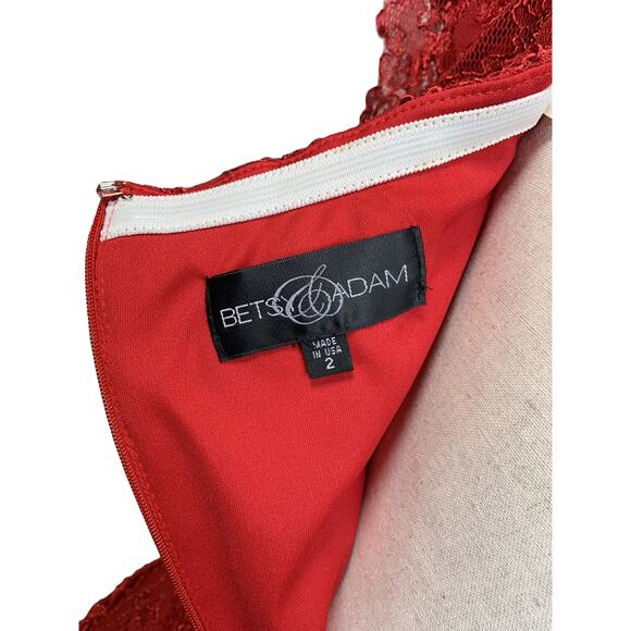 Betsy & Adam Square Neck Lace Overlay Sheath Dress - Picture 9 of 10